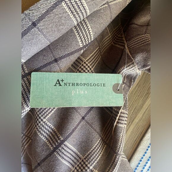 Blank NYC Anthropologie Jacket Women Size 2X Renegade Gray Brown Plaid Longline - Picture 10 of 16